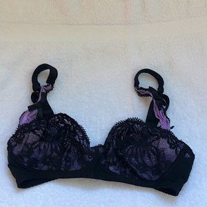 Mesh purple/black demi bra (no underwire)